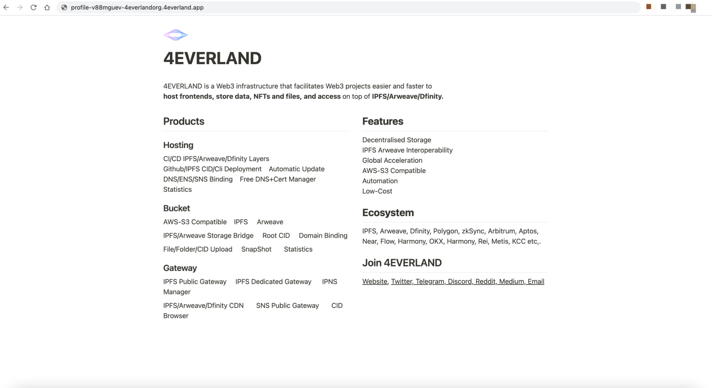 如何使用 4EVERLAND 建立自己的去中心化网站